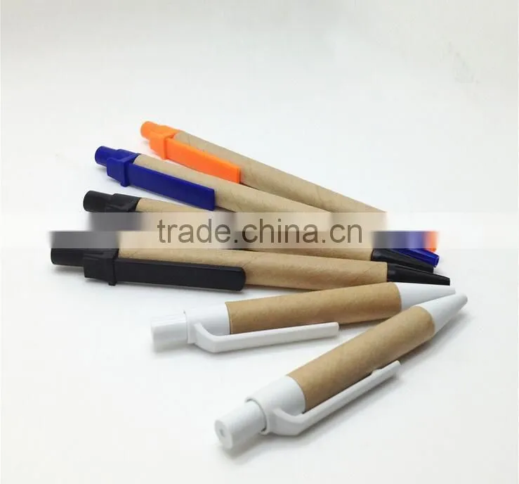 wholesale logo custom novelty design recycle kraft paper ball point pen