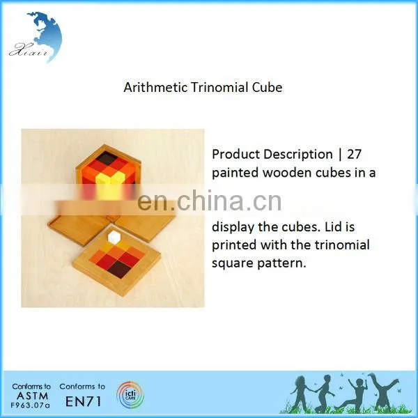 Preschool Wooden Educational Montessori Material EN71 Mathematic Toy Arithmetic Trinomial Cube