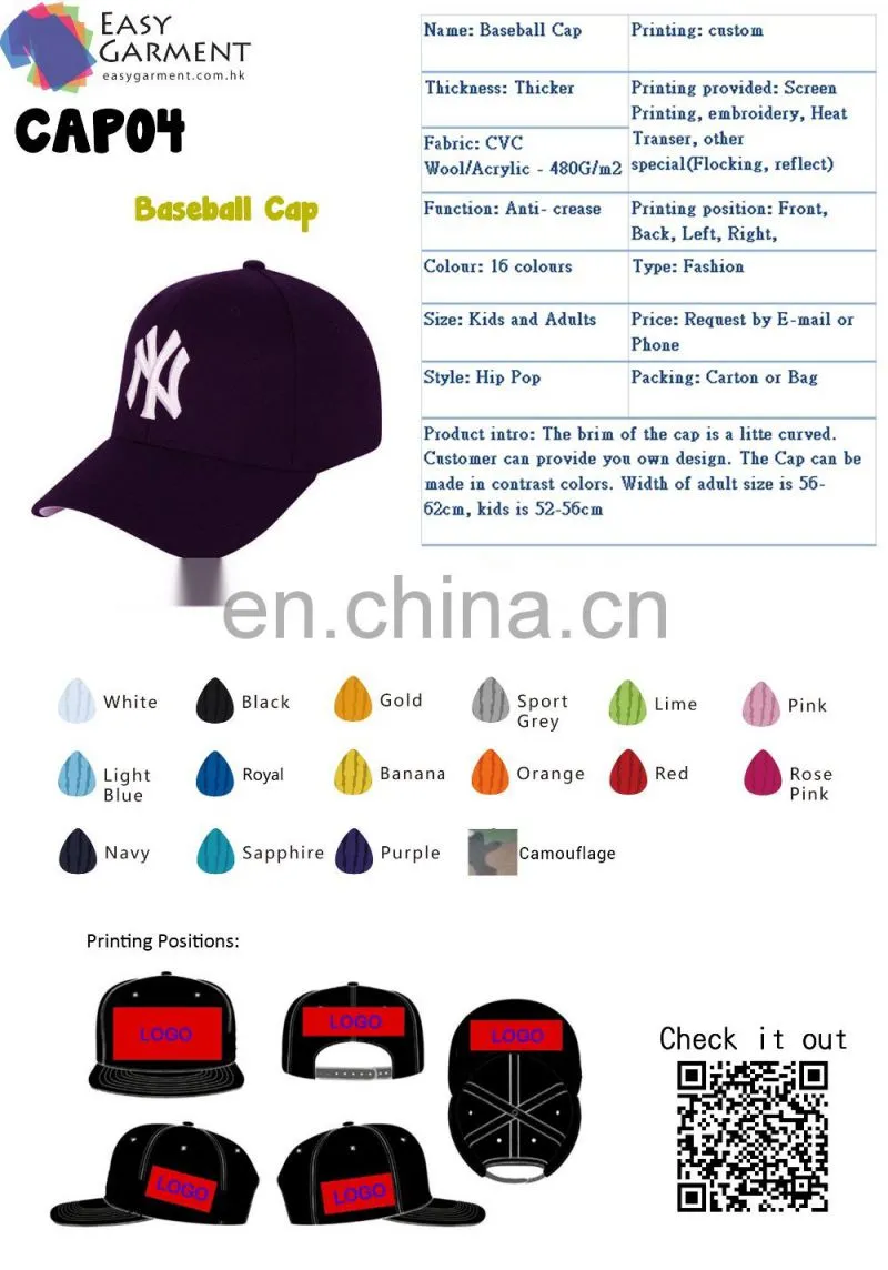 Custom Professional Adult Digital Printing Blank Baseball Cap