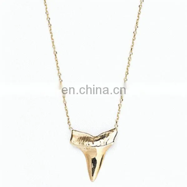 New Long Layered Gold Shark Tooth Pendant Necklace Bijuterias Atacado Colar