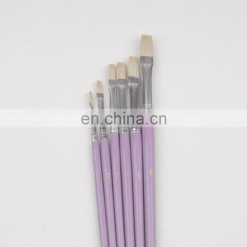 Short Wooden Handle Natural Artist Bristle Brushes