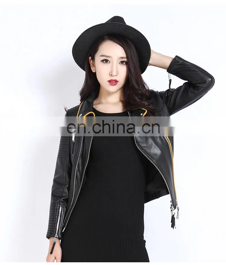 2017 Wholesale Women Real Leather Coat Lady Spring Overcoat