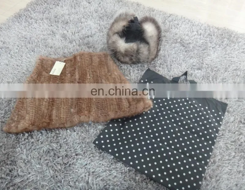 knitted mink fur tube cape for women