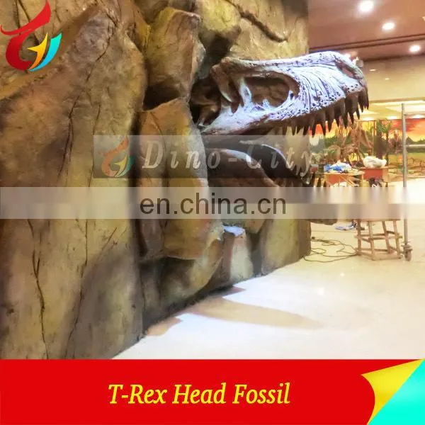 Life size museum quality fiberglass dinosaur head fossil
