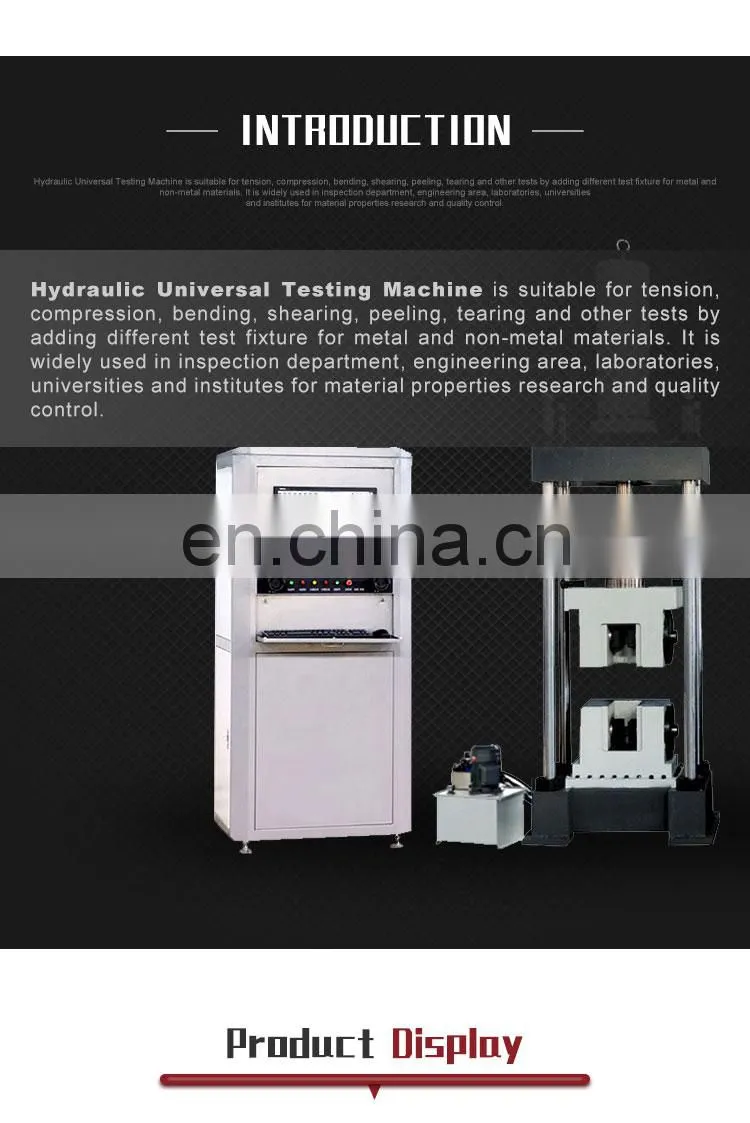 WAW-2000F Single Space UTM Servo Hydraulic Universal Tensile Elongation Testing Machine
