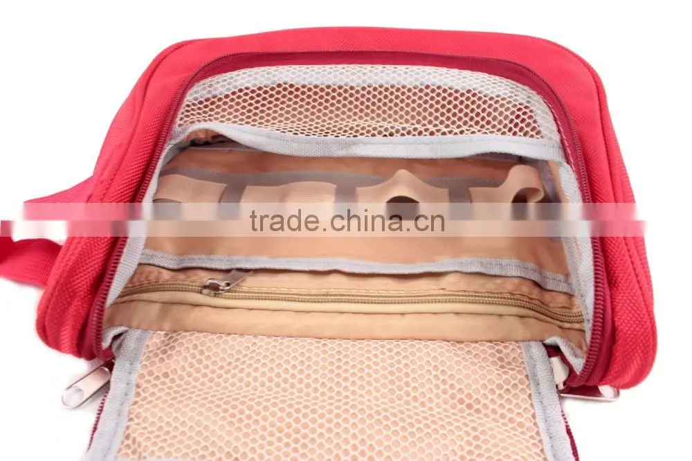 foldable polyester custom hanging toiletry washing bag