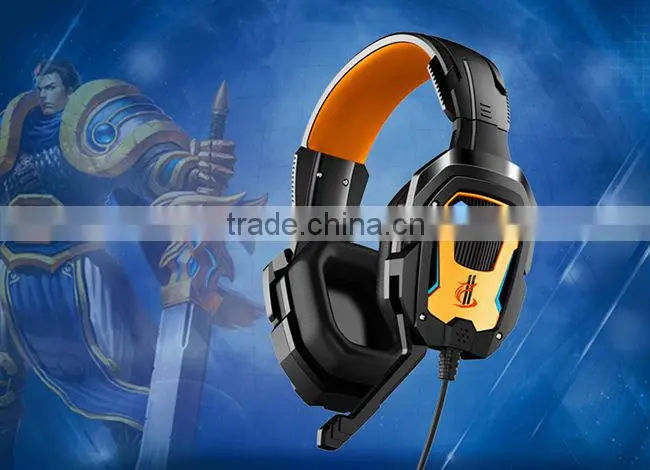 2016 professional lead light retracatble microphone gaming headset with best price
