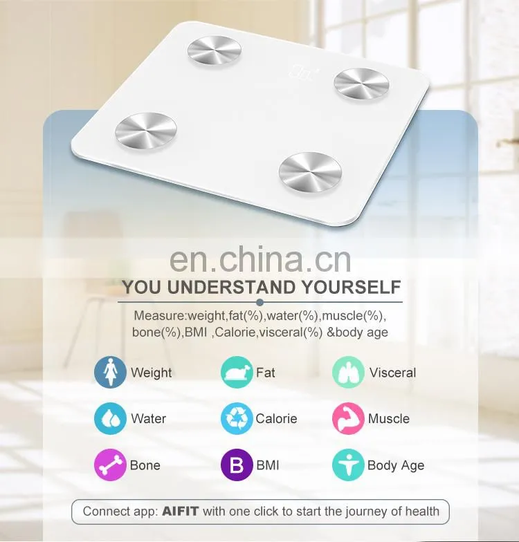 Hot Selling Bathroom Wireless Weight Scale Retauarant Smart Digital Scale Whit Blue tooth