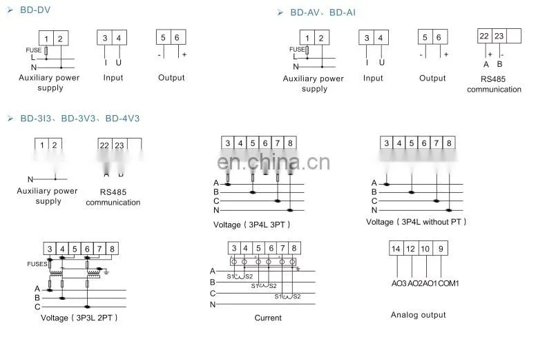 Single phase current transducer BD-AI/C with RS485 communication