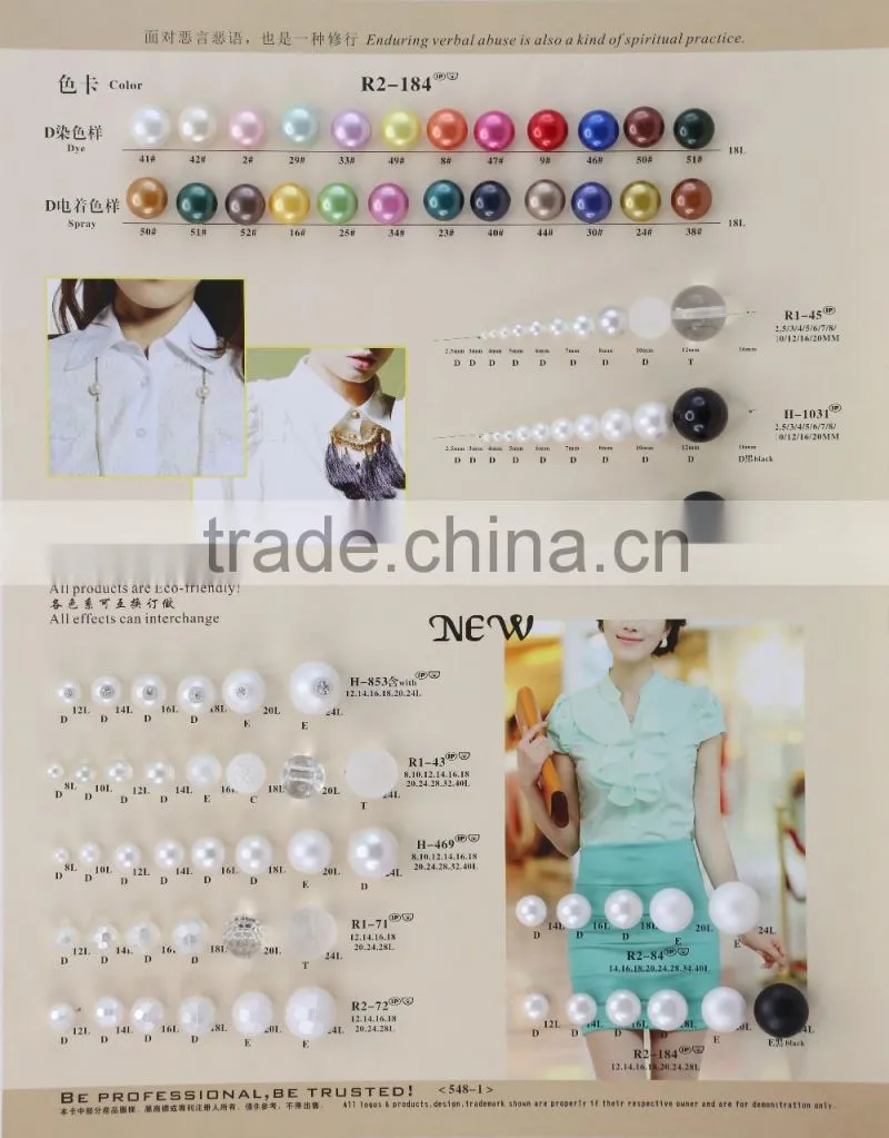 white color pearl button with rhinestone decoration