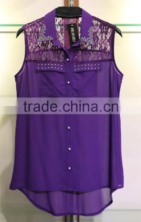 new fashion style sexy lace chiffon ladies blouse