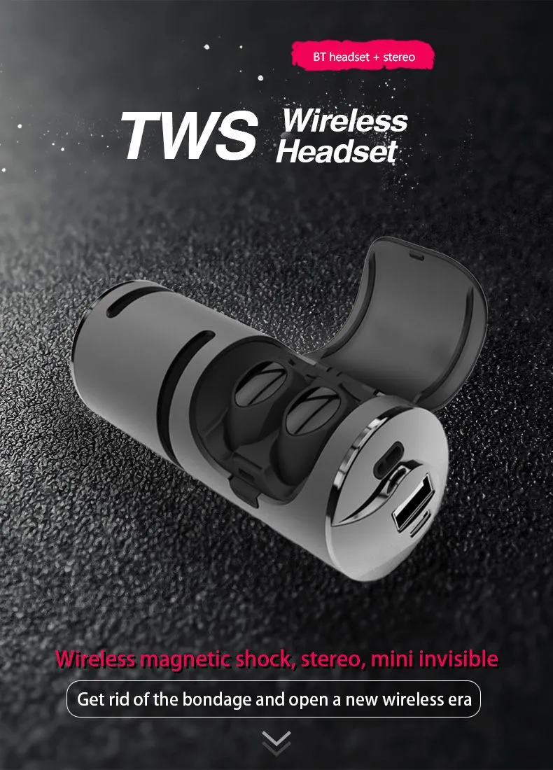 2020 Bulk Earbuds Mini Earphones HD Stereo Magnetic Wireless Earbuds with Charging Case for Smartphones