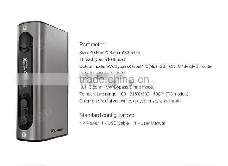 Alibaba china best selling authentic eleaf ipower 80w kit with wolesale price