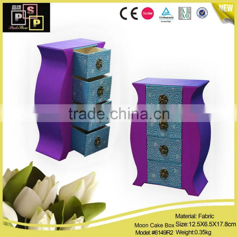 Retro Vase Shaped Custom Fabric Moon Cake Box With drawers