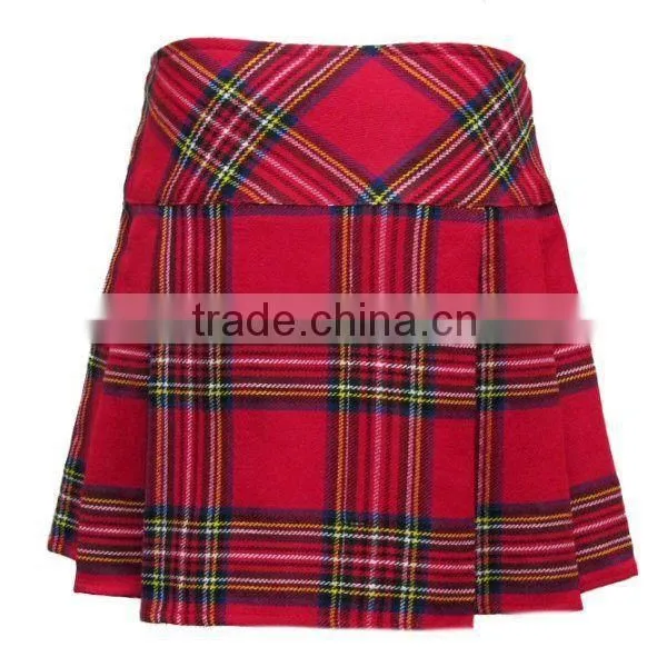 Black Stewart Scottish Tartan 6 Yard Kilt Three Buckle