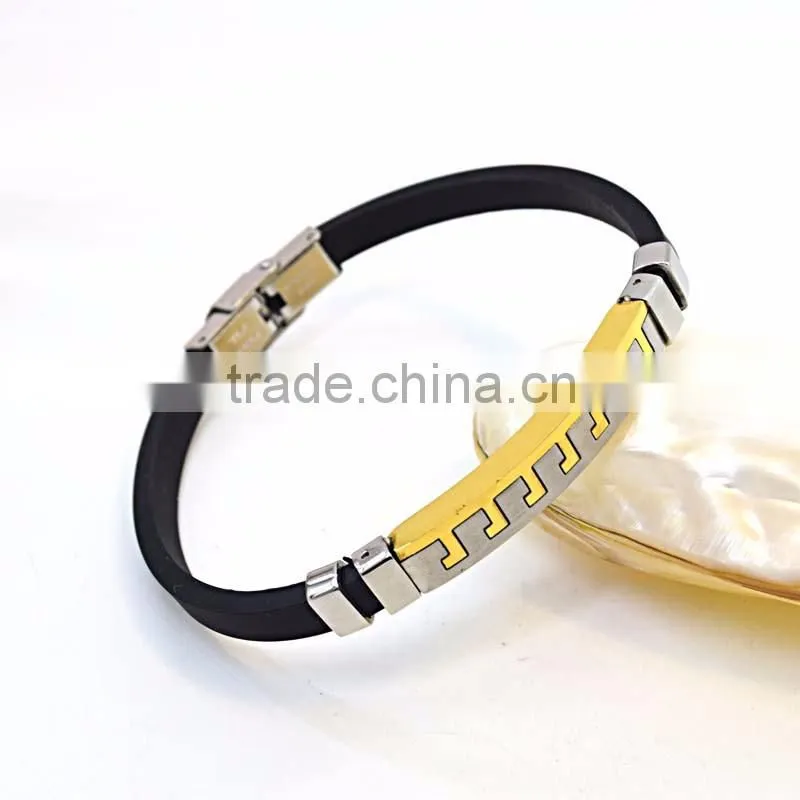 silicon magnetic bracelet black color stainless steel custom silicone bracelets