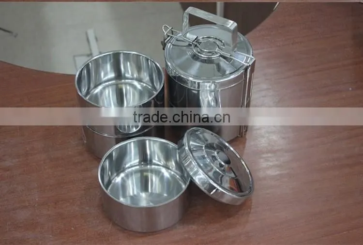 stainless steel color 2 layers hot lunch box/ insulated tiffin hand pot/ food carrier
