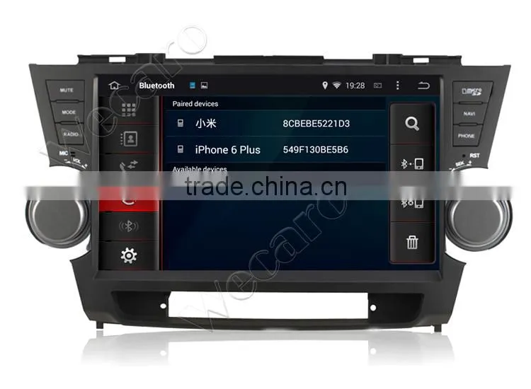 Wecaro WC-TH1062 Android 4.4.4 car stereo 10.1" 2 din for toyota highlander android car dvd Radio GPS 1080p 2008-2014