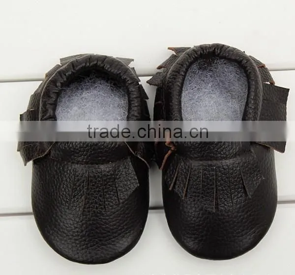 2016 Fashion Style Tassel Leather Shoes Full Cowhide Infant Baby Shoes Newborn Soft Bottom Prewalkers