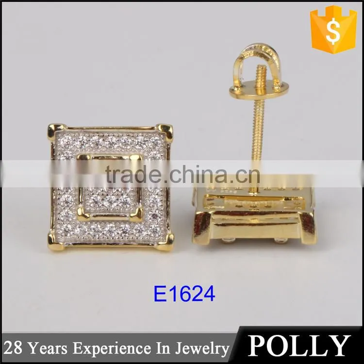 Ladies' micro pave CZ stud earring 925 silver jewelry wholesale