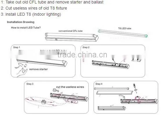 Epistar 2835 smd led tube light 6W 600mm