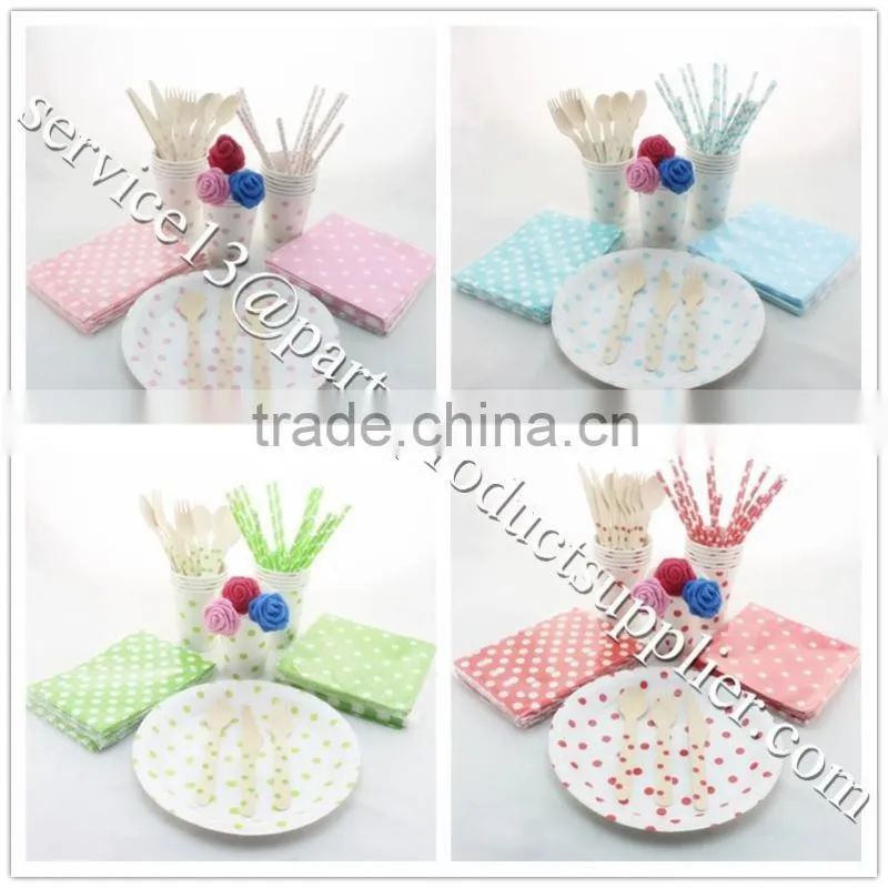 Manufacturer Disposable Party Tableware Paper Plates Straws Cups Napkins