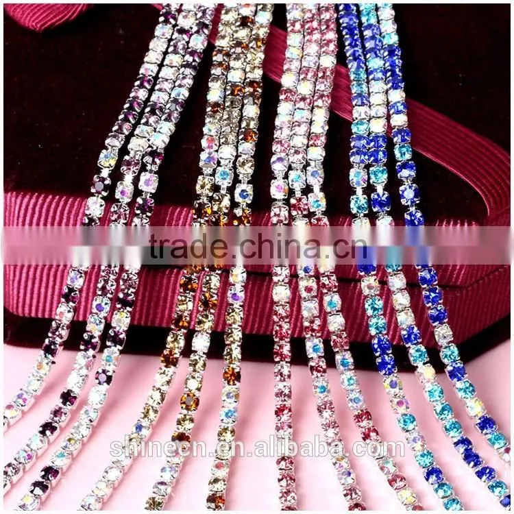Factory direct multicolor diy AB rhinestone YIWU Wholesale Hot Sale Hot fix Strong glue silver close Rhinestone cup chain