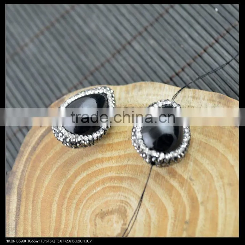 LFD-0060B wholesale Black Obsidian Pave Rhinestone Crystal Connectors Spacer Beads For Jewelry Making Bracelet necklace