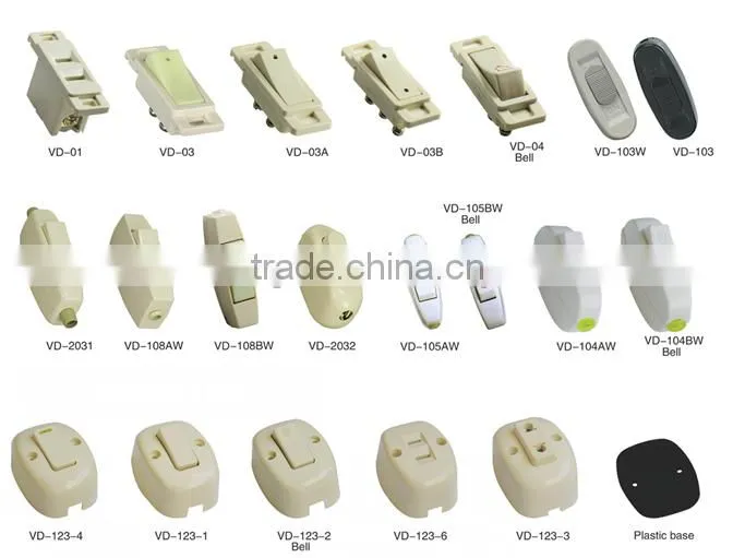 Plastic small push button switch VD-108BW