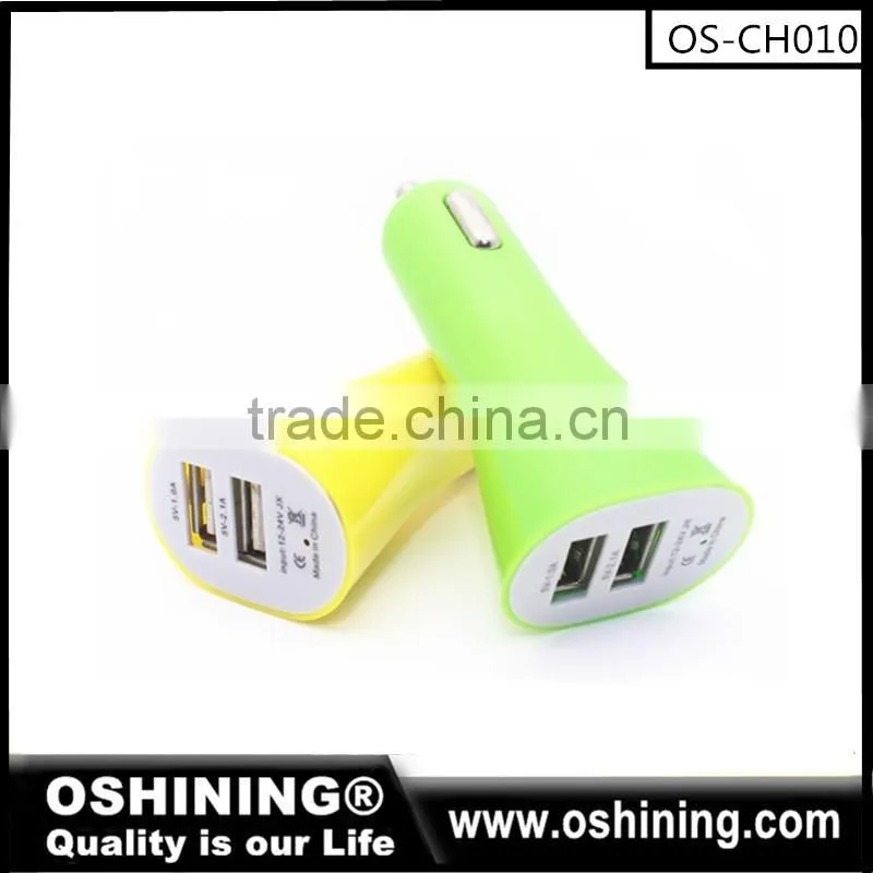 Top quality smart phone Dual USB Car Charger 2.1A