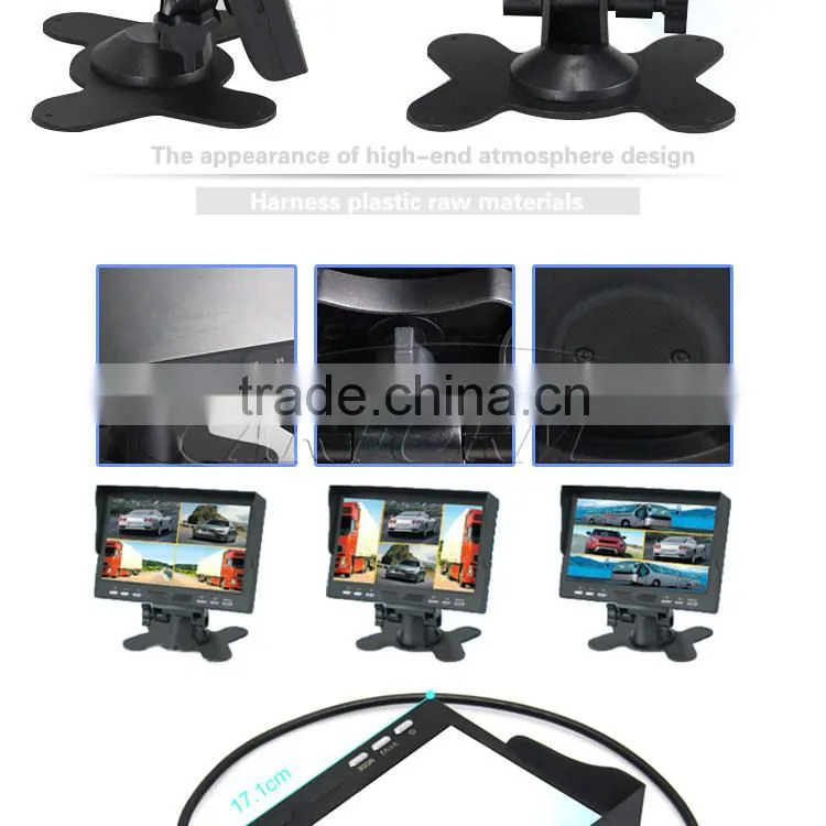 7 inch car quad monitor with 4 video input
