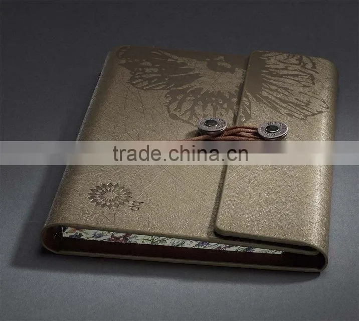 2014 Popular leather loose-leaf metal ring diary