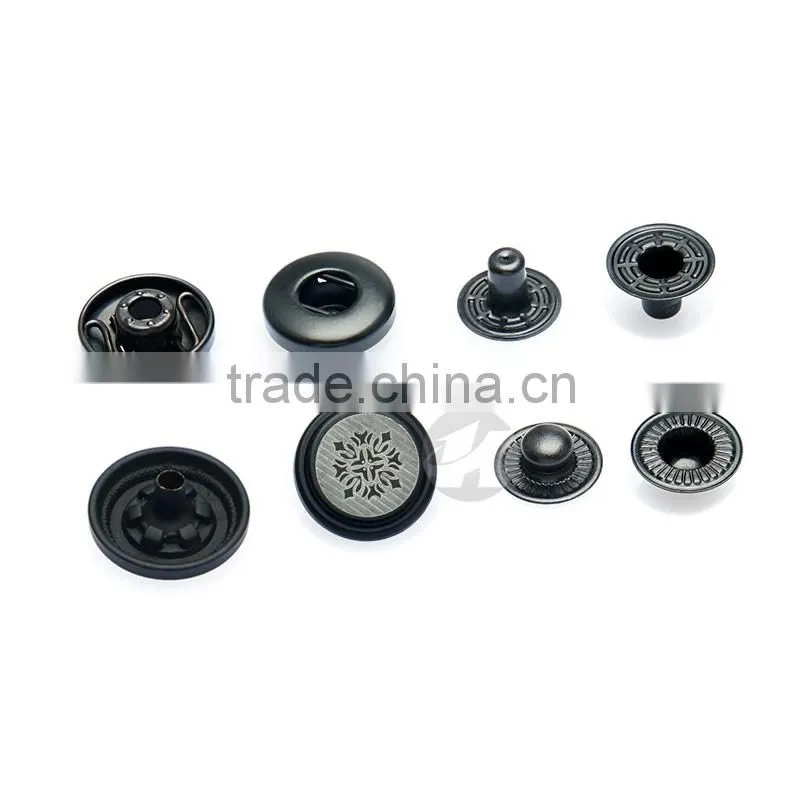 Decoration Black Flat Rim metal snap buttons for coats