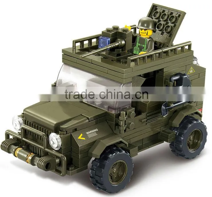 bd-7530299 building block set Military jeep plastic intelligent building block 221pcs