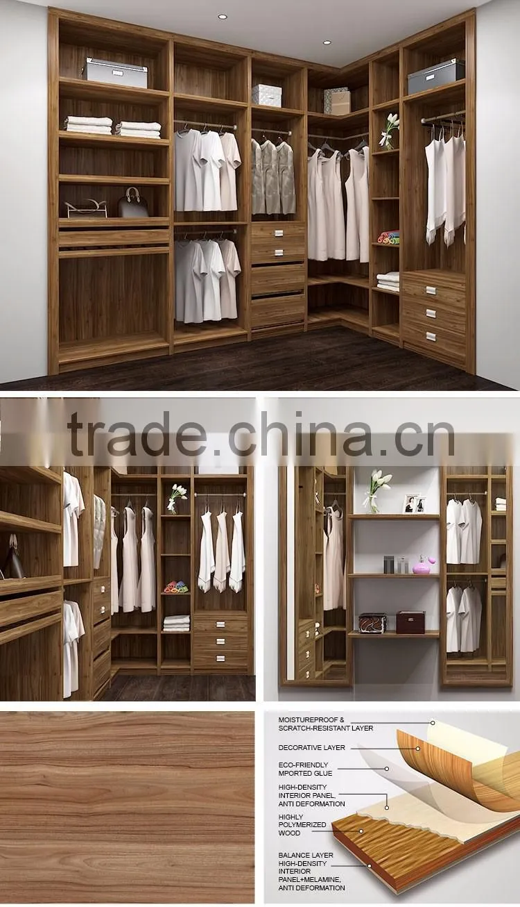 2016 New Design Oppein Melamine Material Modern bedroom wardrobe