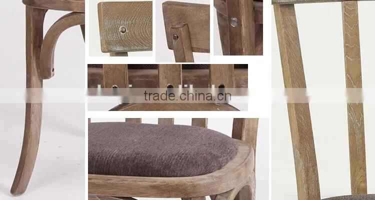 Antique French style fabric seat dining table and chair/ restaurant dining sets(CH-272-OAK,DT-413-OAK)