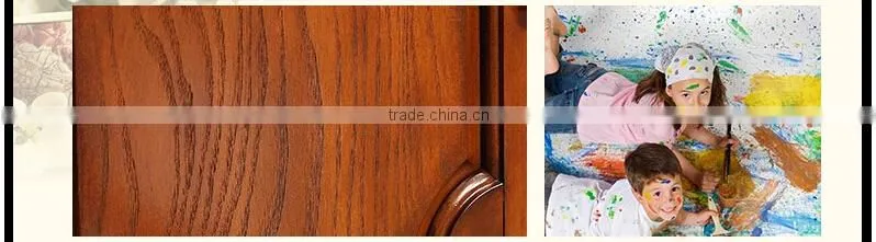 American style wooden bookshelf combination sideboard with glass door and handmade carving AI-202