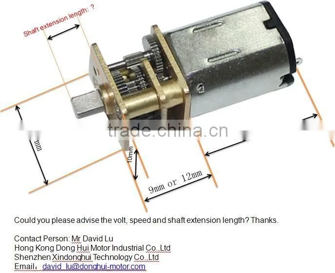 High quality 12v dc motor with gear reduction for electric lock 12mm dc gear motor