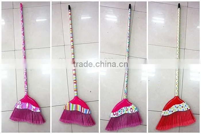 Colourful Household Cleaning Floor Iron Pole PET Bristles Plastic Broom