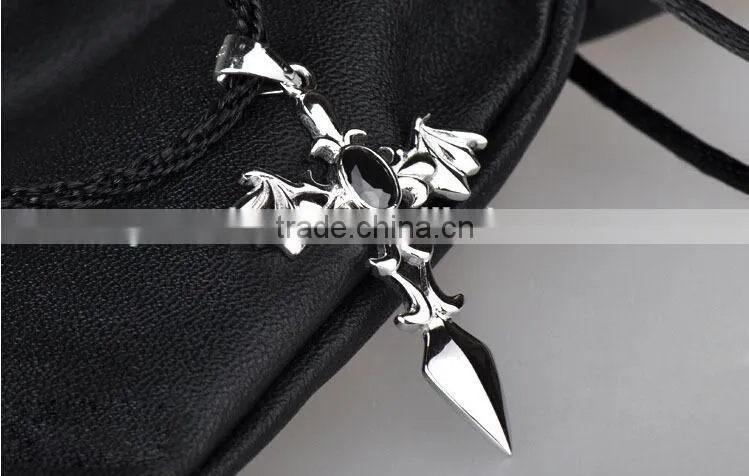 Large Hammered Cross Pendants 925 Sterling Silver Pendant With CZ Diamond