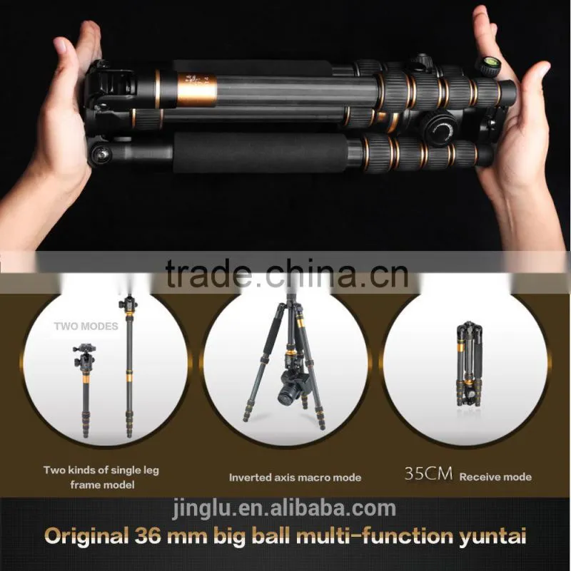 Q-666C Portable Professional Carbon Fiber Tripod &Ball Head for DSLR Camera
