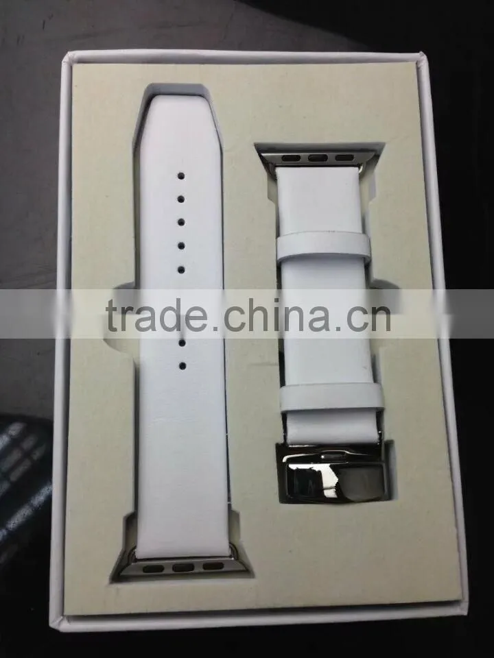 2015 New White Color for Apple Watch Bands , Best Quality Leather Watchbands for Apple Watch