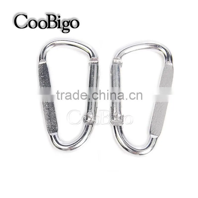 Aluminum Spring Flat Carabiner Snap Hook Hanger Keychain Hiking Camping #FLQ189-7C(Mix-s)