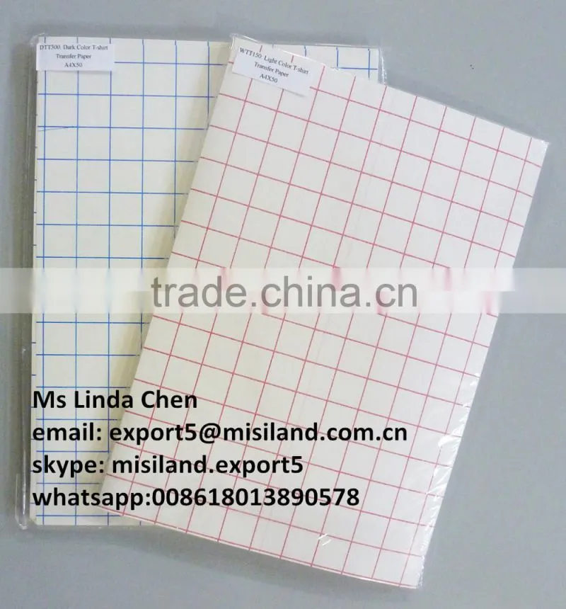Easy-on transfer paper for light color textiles , white t shirt printing