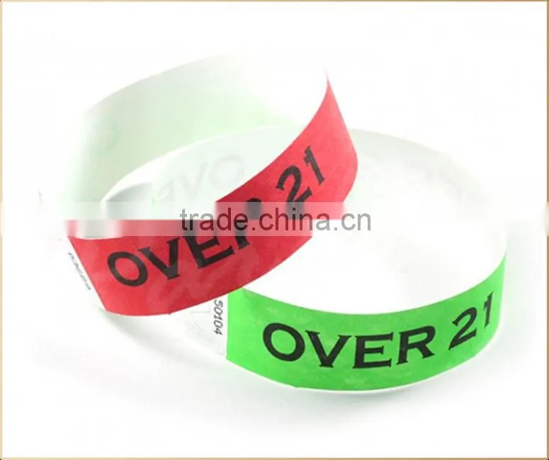 2015 Customized barcode printing tyvek paper wristbands