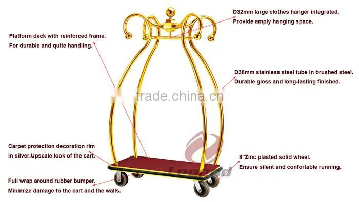 Economy Golden Flower Luxury Baggage Trolley