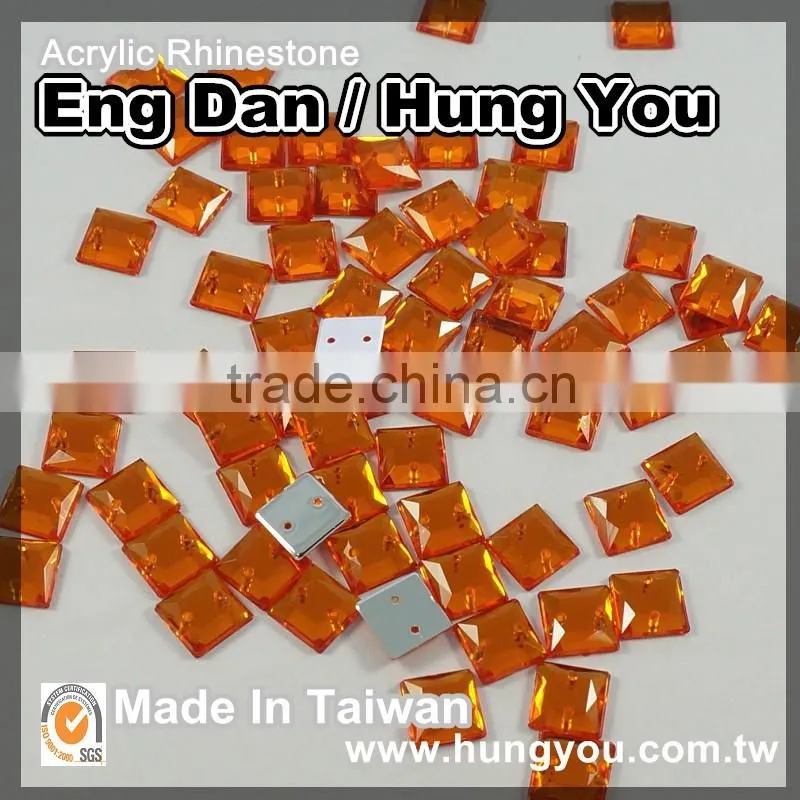 Made in Taiwan Lustrous Square Shaped Point back Imitation Plastic Gemstones