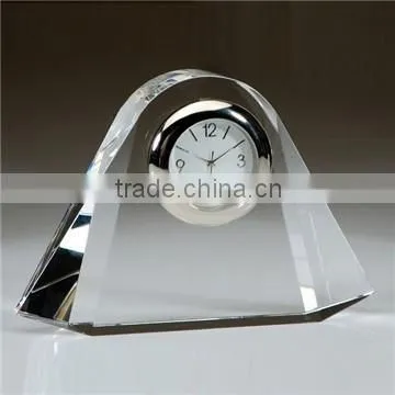 Crystal table clock with rectangle crytsal block for logo engraved