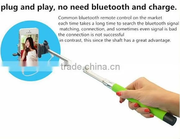 wholesale wired monopod selfie stick headphone cable control