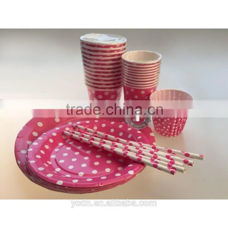 disposable paper plate set paper cup paper napkin paper straw for paprty holiday
